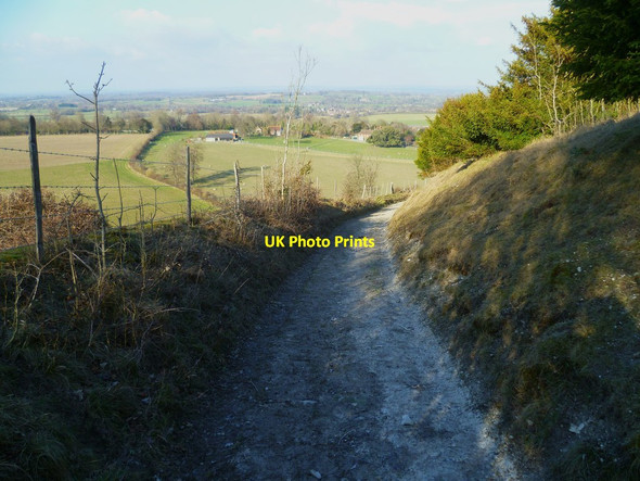 Photo 6"x4" View down bridleway leading to Offham Lewes c2012