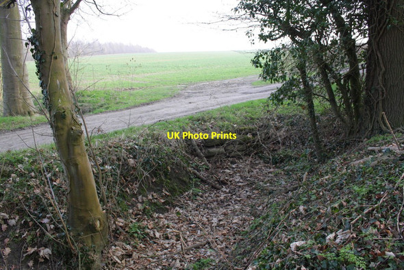 Photo 6"x4" Ditch and culvert beside North Farm access road Meadside c2012