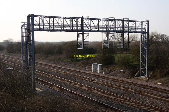 Photo 6"x4" Signal gantry by Denchworth Road Bridge Denchworth c2012