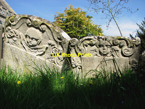Photo 6"x4" Old gravestones in St Leonard's churchyard Horringer c2012