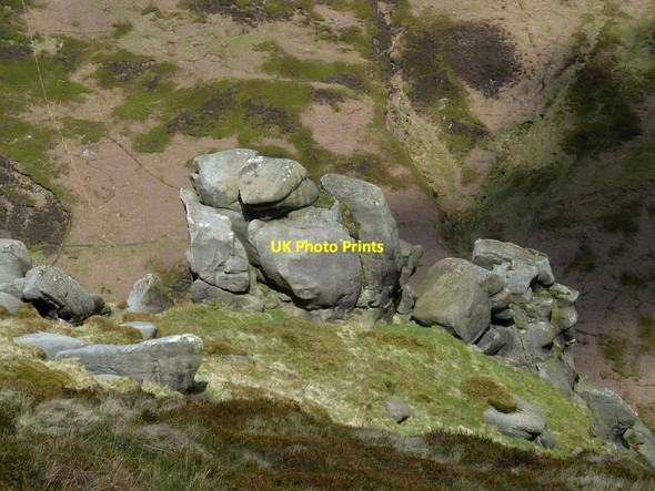 Photo 6"x4" Rock formation below the Blackden Edge path (1) Grindsbrook Booth c2012