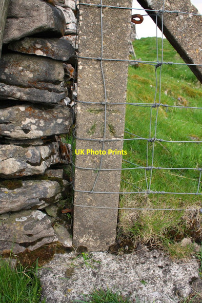 Photo 6"x4" Benchmark on fence post at Long Slack Gate Oughtershaw c2012