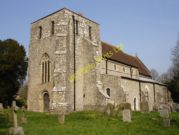 Photo 6"x4" Brabourne church looking N.N.E. Brabourne c2007