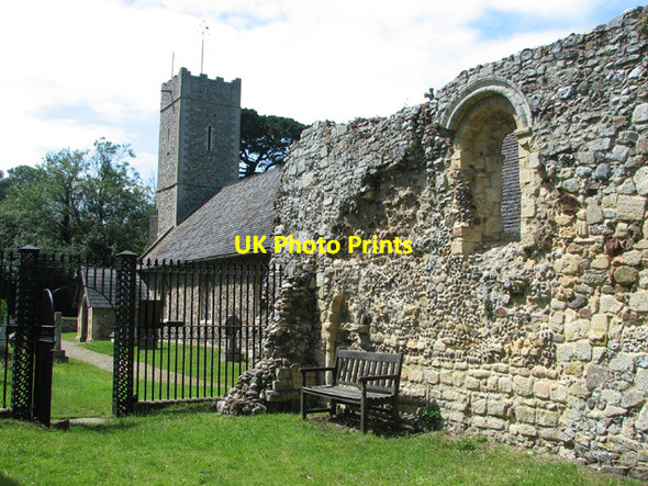 Photo 6"x4" St James' church as seen from the leper chapel Dunwich c2012