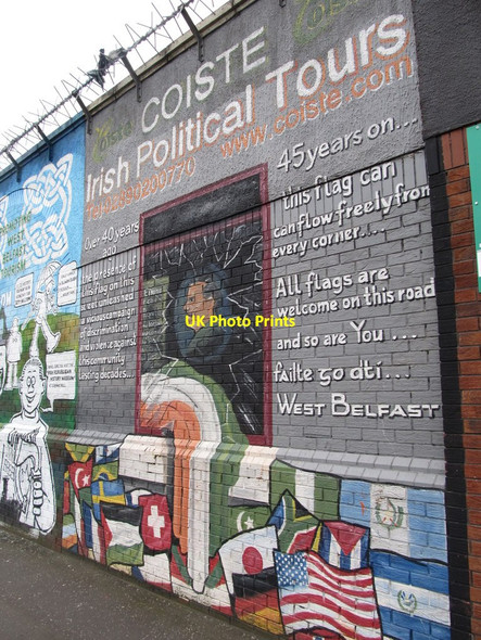 Photo 6"x4" Political mural on the wall of the power house of the Divis Tower Belfast c2012