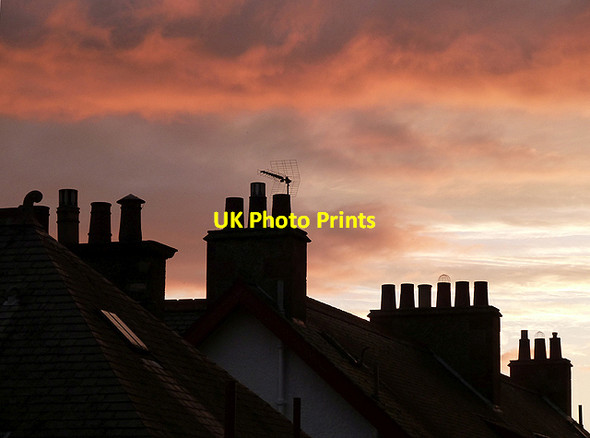 Photo 6"x4" Silhouetted chimney pots Galashiels c2012