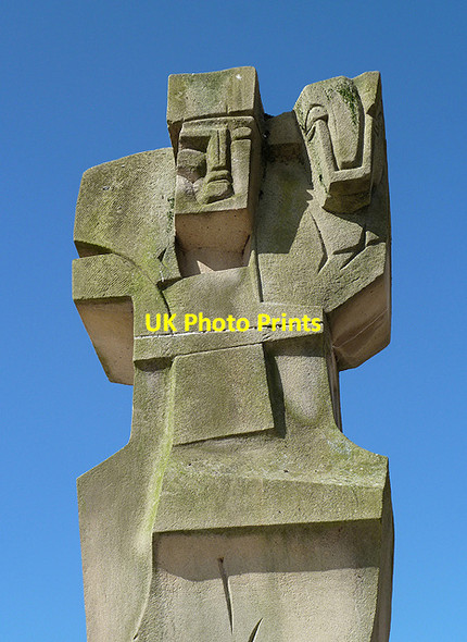 Photo 6"x4" Man with a sheep statue in the Market Square, Galashiels Galashiels c2012 P1