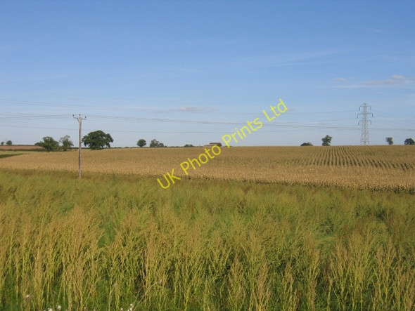 Photo 6"x4" Crops and power pylons Harborough Parva c2005