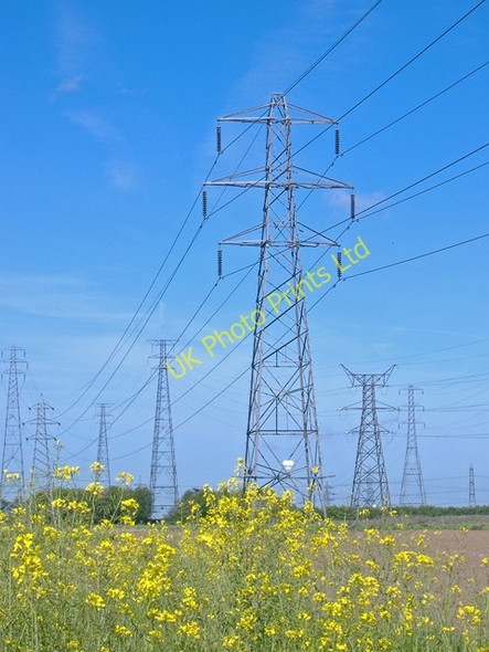 Photo 6"x4" Pylons north of Gunness Gunness c2007