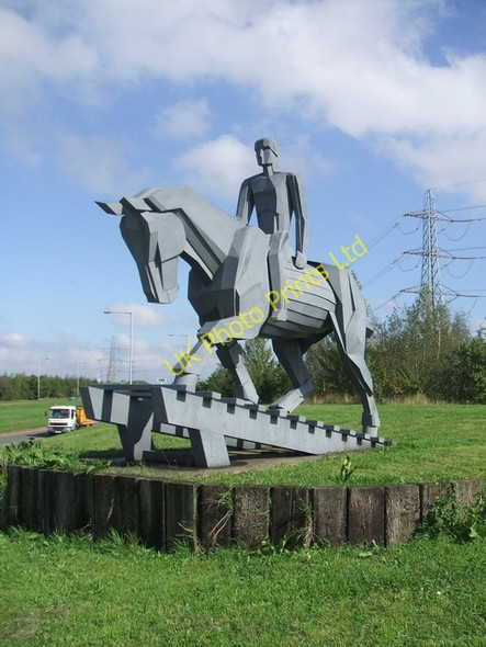 Photo 6"x4" Horseman on the Black Country Route Darlaston c2006