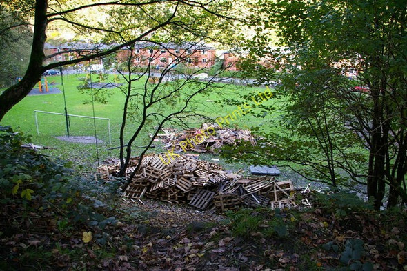 Photo 6"x4" Bonfire under construction at recreation ground, Eaves Hebden Bridge c2006