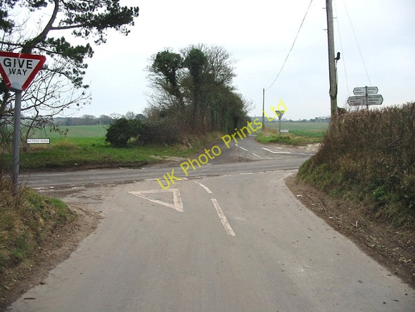 Photo 6"x4" Crossroads to Waldershare Lane across Sutton Road East Langdon c2007