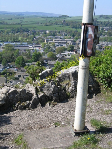 Photo 6"x4" Castlebergh Flagpole and View Settle c2007