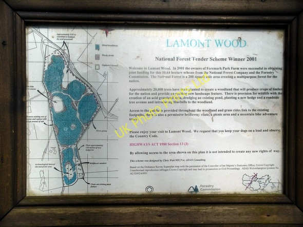 Photo 6"x4" Lamont Wood information sign Foremark c2007