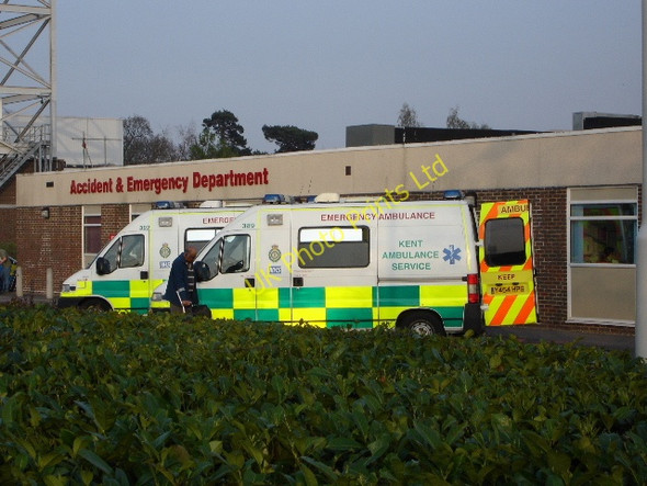 Photo 6"x4" Ambulances outside the Accident and Emergency Department Hinxhill c2007