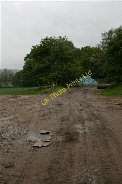 Photo 6"x4" Old railway and silage bales, Low Hall Dacre Banks c2007