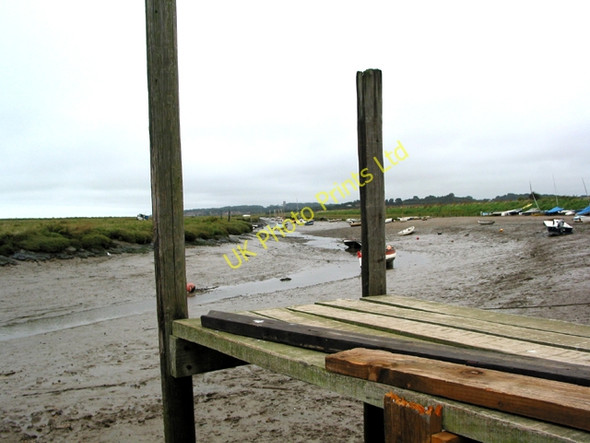Photo 6"x4" Low tide, Morston Quay towards church at Blakeney Morston c2005