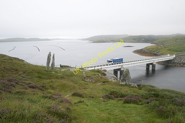 Photo 6"x4" The Great Bernera Bridge and Standing Stones Barraglom c2007