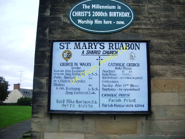 Photo 6"x4" St Mary's Church, Ruabon, Sign Ruabon\/Rhiwabon c2007