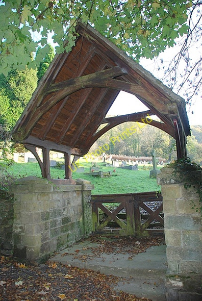 Photo 6"x4" The lych gate to Stoney Middleton cemetery Calver Sough c2007