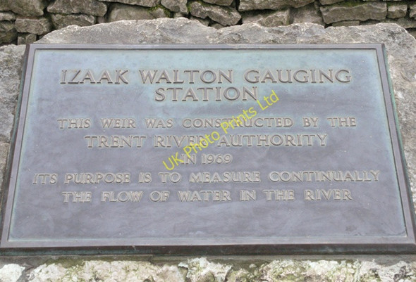 Photo 6"x4" Gauging Station plaque, Dovedale Ilam c2008