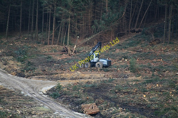Photo 6"x4" Tree Felling Machine in Cropton Forest Stape c2008