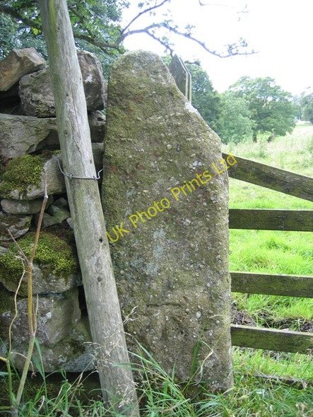 Photo 6"x4" Gatepost and benchmark on Cow Close Lane Kirkby Malham c2007