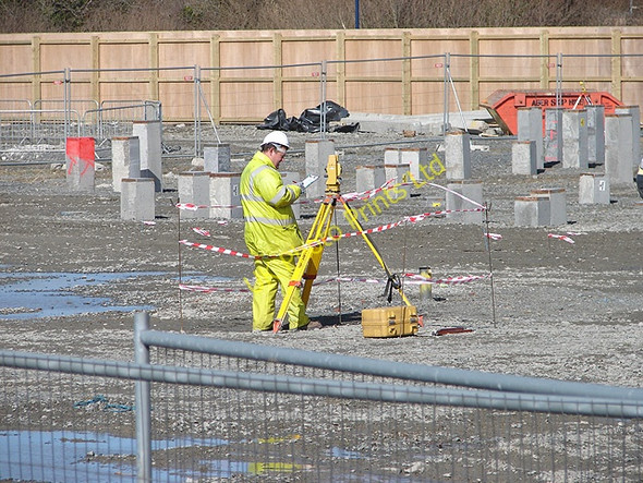 Photo 6"x4" Construction site surveying Aberystwyth c2008