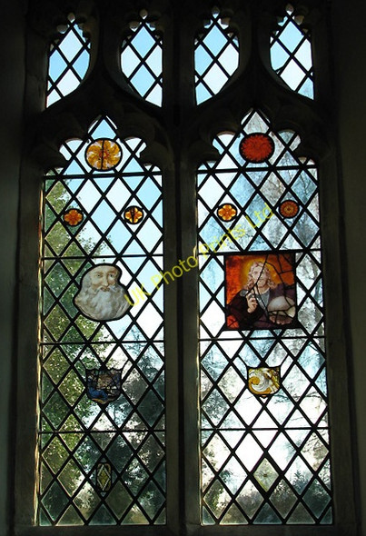 Photo 6"x4" St Margaret's church - stained glass Stratton Strawless c2008
