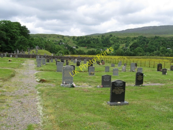 Photo 6"x4" Burial Ground - parts of Strontian village in background Anaheilt c2008