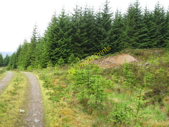 Photo 6"x4" Forestry track, small ad-hoc source of gravel for track repair on right Allt Clachaig c2008