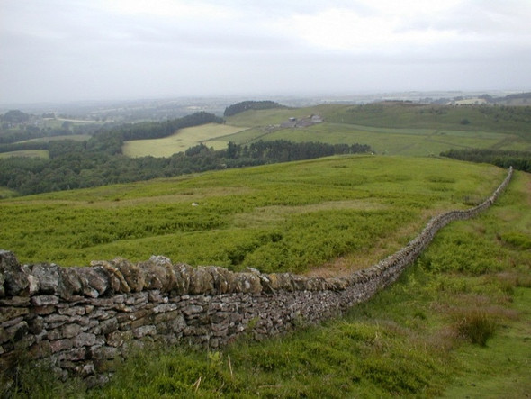 Photo 6"x4" Wall and View to Nab Farm Kepwick c2008