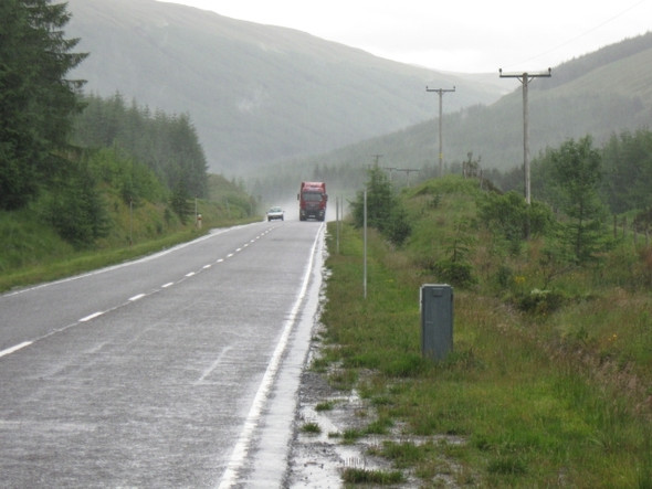 Photo 6"x4" Looking down Glen Lochy, A85, wet day Arrivain c2008