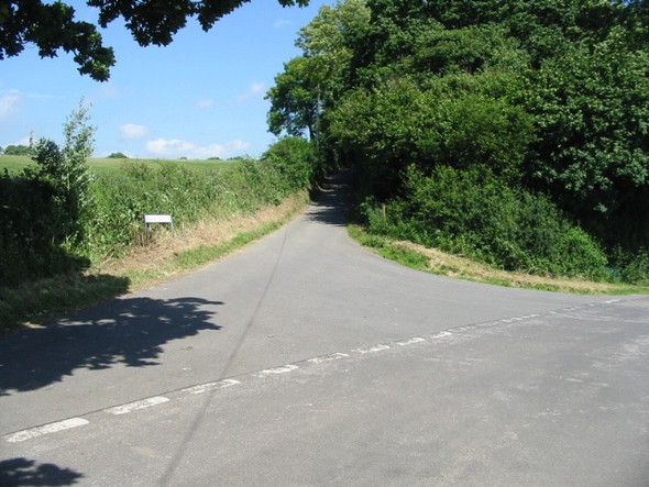 Photo 6"x4" Chalksole Green Lane from junction with Slip Lane Alkham c2008