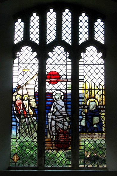 Photo 6"x4" The church of SS Peter & Paul - stained glass window Edgefield\/TG0934 c2008