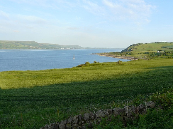 Photo 6"x4" Wheat field above Loch Ryan Kirkcolm c2008