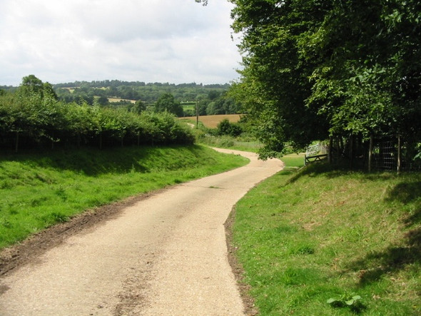 Photo 6"x4" View along road and footpath past Tilden Farm Four Wents\/TQ7632 c2008