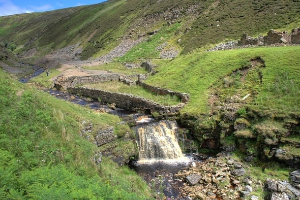 Photo 6"x4" Mining Complex Below High Gorten Gunnerside Moor c2008
