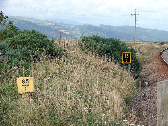 Photo 6"x4" Metricated distance marker at Ynyslas Ynys Tachwedd\/SN6093 c2008