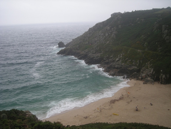 Photo 6"x4" Porth Curno on a misty day in July Porthcurno c2008