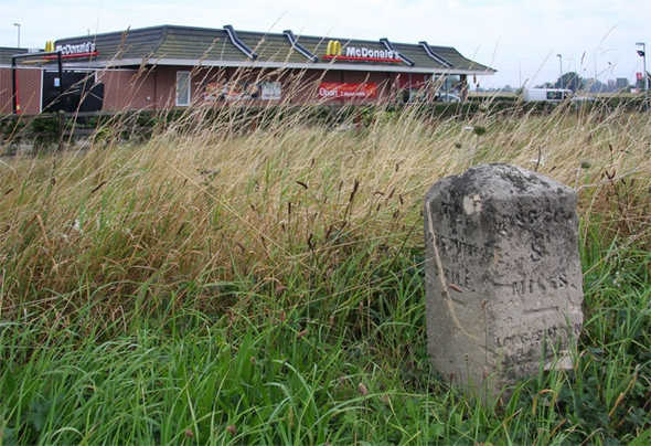 Photo 6"x4" Milestone on the Wisbech Road Sutton Crosses c2008
