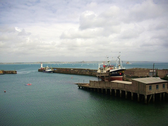Photo 6"x4" Newlyn Slip and the south pier Newlyn c2008
