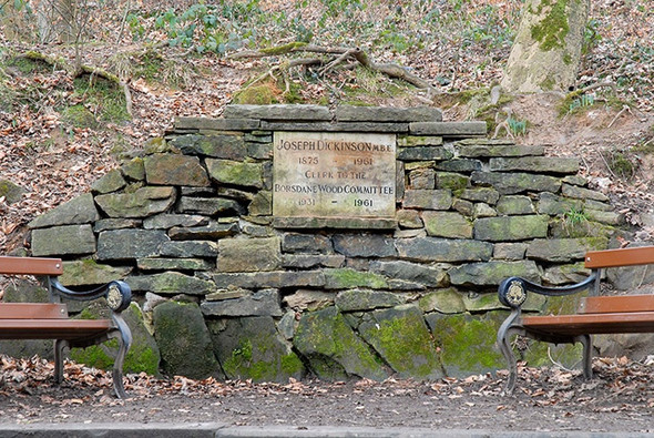 Photo 6"x4" Benches and Memorial Plaque  - Borsdane Wood Hindley\/SD6204 c2006