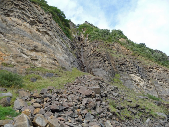 Photo 6"x4" Rock fall north of Rubha Sughar Bearreraig Bay c2008