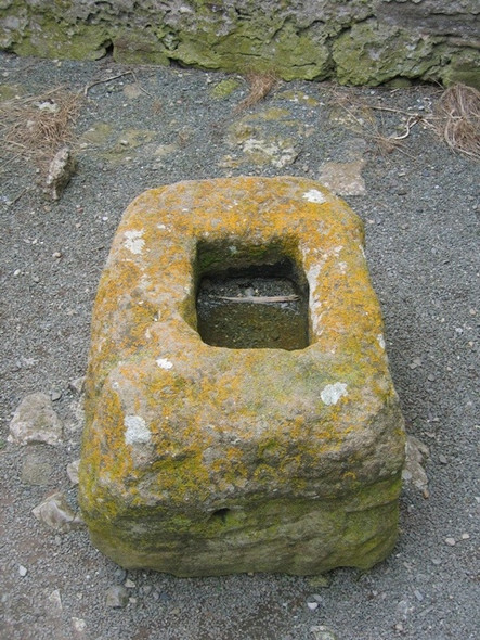 Photo 6"x4" Cross base at Old Lligwy Chapel\/Hen Gapel Llugwy Brynrefail\/SH4886 c2008