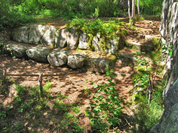 Photo 6"x4" Granite bench on the banks of the Water of Tanar Millfield\/NO4896 c2008