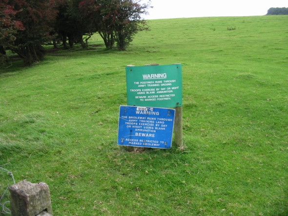 Photo 6"x4" Signs showing the land is used by the military for training Etchinghill\/TR1639 c2008