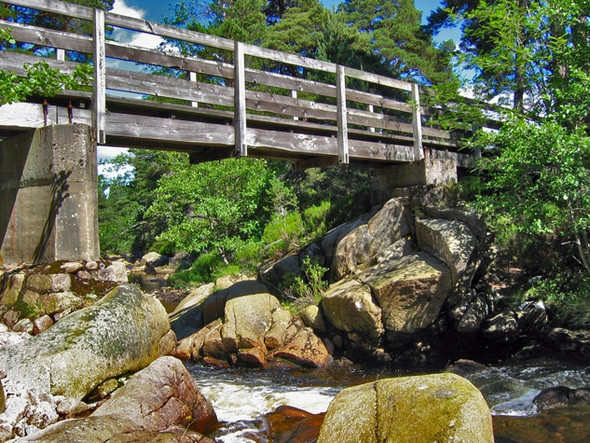 Photo 6"x4" Footbridge over the Water of Tanar, near the Half Way Hut Inchmarnoch c2008