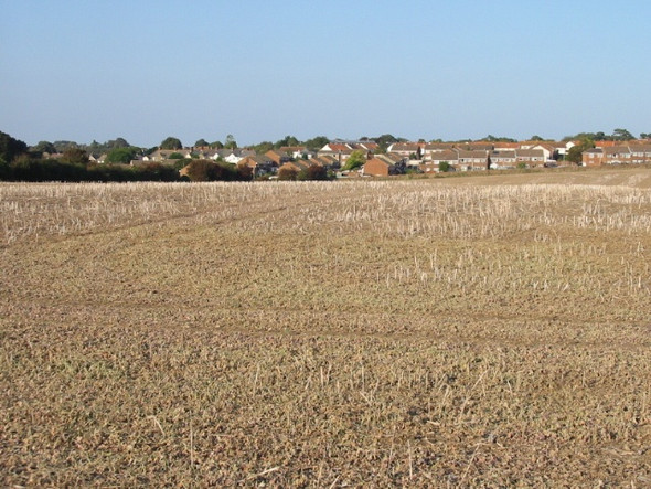 Photo 6"x4" View across field to houses on St Richard's Road Deal c2008
