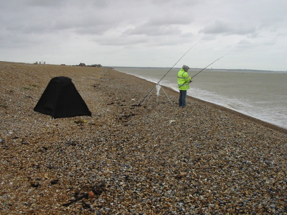Photo 6"x4" Fisherman on the beach Sandwich Bay Estate c2008
